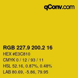 カラーコード: RGB 227.9 200.2 16 | qconv.com