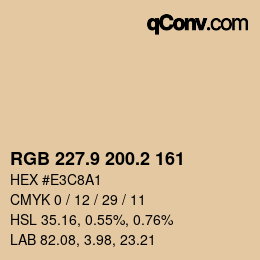Color code: RGB 227.9 200.2 161 | qconv.com