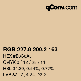 Color code: RGB 227.9 200.2 163 | qconv.com