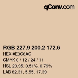 カラーコード: RGB 227.9 200.2 172.6 | qconv.com