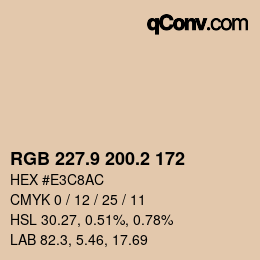 Color code: RGB 227.9 200.2 172 | qconv.com