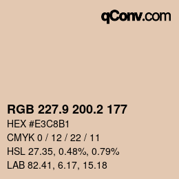 カラーコード: RGB 227.9 200.2 177 | qconv.com