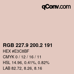 カラーコード: RGB 227.9 200.2 191 | qconv.com