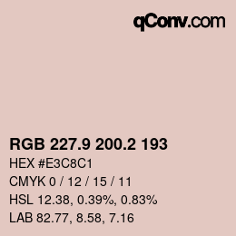 カラーコード: RGB 227.9 200.2 193 | qconv.com
