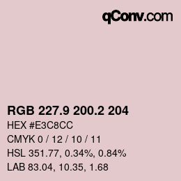 Color code: RGB 227.9 200.2 204 | qconv.com