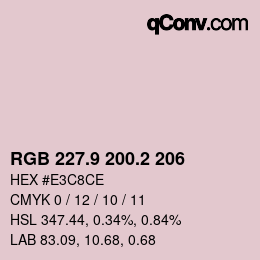Color code: RGB 227.9 200.2 206 | qconv.com