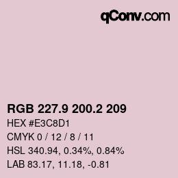 Color code: RGB 227.9 200.2 209 | qconv.com
