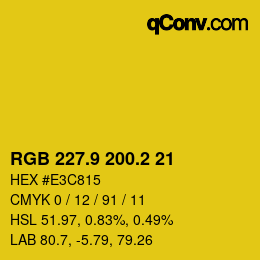 カラーコード: RGB 227.9 200.2 21 | qconv.com