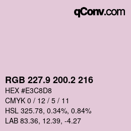 カラーコード: RGB 227.9 200.2 216 | qconv.com