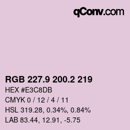 Color code: RGB 227.9 200.2 219 | qconv.com