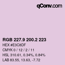 Color code: RGB 227.9 200.2 223 | qconv.com