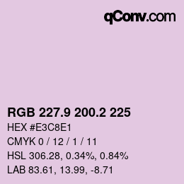 Color code: RGB 227.9 200.2 225 | qconv.com