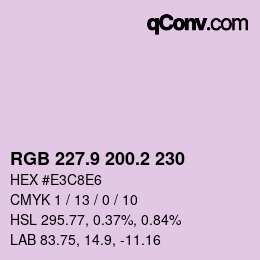 Color code: RGB 227.9 200.2 230 | qconv.com