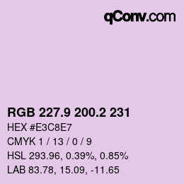 Color code: RGB 227.9 200.2 231 | qconv.com