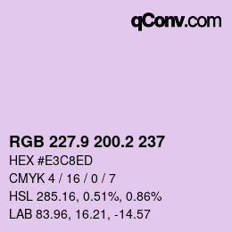 カラーコード: RGB 227.9 200.2 237 | qconv.com