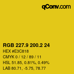 カラーコード: RGB 227.9 200.2 24 | qconv.com