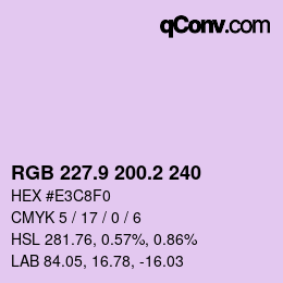 Color code: RGB 227.9 200.2 240 | qconv.com