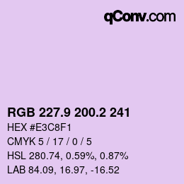 Color code: RGB 227.9 200.2 241 | qconv.com