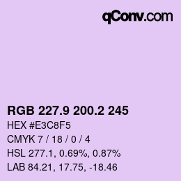 Color code: RGB 227.9 200.2 245 | qconv.com