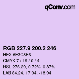 Color code: RGB 227.9 200.2 246 | qconv.com