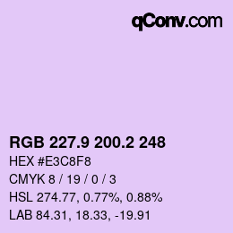 カラーコード: RGB 227.9 200.2 248 | qconv.com