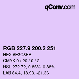 カラーコード: RGB 227.9 200.2 251 | qconv.com