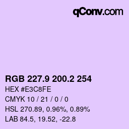 カラーコード: RGB 227.9 200.2 254 | qconv.com