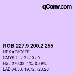 Color code: RGB 227.9 200.2 255 | qconv.com