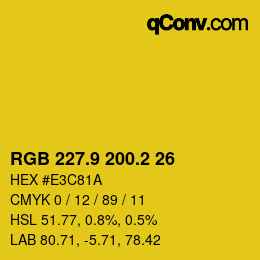 カラーコード: RGB 227.9 200.2 26 | qconv.com