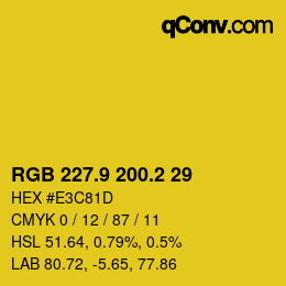 カラーコード: RGB 227.9 200.2 29 | qconv.com