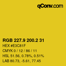 カラーコード: RGB 227.9 200.2 31 | qconv.com