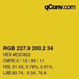 カラーコード: RGB 227.9 200.2 34 | qconv.com