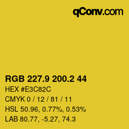 カラーコード: RGB 227.9 200.2 44 | qconv.com