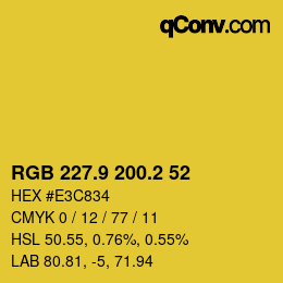 カラーコード: RGB 227.9 200.2 52 | qconv.com
