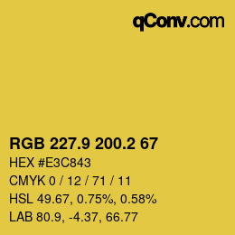 カラーコード: RGB 227.9 200.2 67 | qconv.com