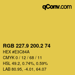 カラーコード: RGB 227.9 200.2 74 | qconv.com
