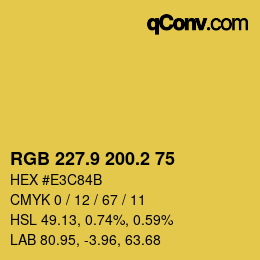 カラーコード: RGB 227.9 200.2 75 | qconv.com