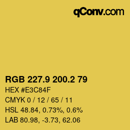 カラーコード: RGB 227.9 200.2 79 | qconv.com