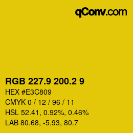 カラーコード: RGB 227.9 200.2 9 | qconv.com