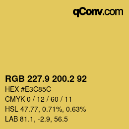 カラーコード: RGB 227.9 200.2 92 | qconv.com