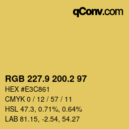 カラーコード: RGB 227.9 200.2 97 | qconv.com