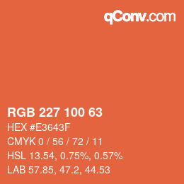 Color code: RGB 227 100 63 | qconv.com