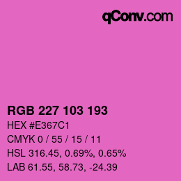 Color code: RGB 227 103 193 | qconv.com