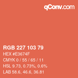 Color code: RGB 227 103 79 | qconv.com