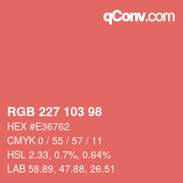 Color code: RGB 227 103 98 | qconv.com