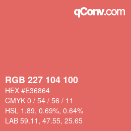Color code: RGB 227 104 100 | qconv.com