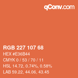Color code: RGB 227 107 68 | qconv.com