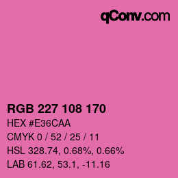 Color code: RGB 227 108 170 | qconv.com