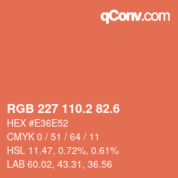 カラーコード: RGB 227 110.2 82.6 | qconv.com