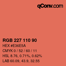 カラーコード: RGB 227 110 90 | qconv.com